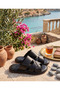 Men's Genuine Leather Slippers Black - 3