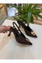 Women's Front Gold Detailed High-Heeled Shoes - 3