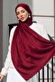 Satin Textured Janjanlı Evening Dress Shawl Claret Red 102 - 3
