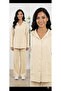 Muslin cotton fold-over sleeve, wide-leg, buttoned sides, hooded shirt and pants set. - 2