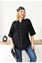 Plus Size Linen Shirt with Lace Detail on the Back