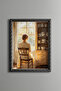 Woman Sitting in Front of the Window - Vintage Patterned Frame - Slim Model