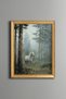 White Horse in the Foggy Forest - Vintage Patterned Frame - Slim Model