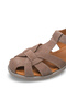 Women's Genuine Leather Ankle Strap Buckle Closed Front Suede Daily Sandals Gines Mink Suede - 3