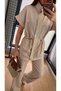 Smocked short sleeve parachute modal suit stone - 2