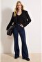 High Waist Pocketed Washable Lycra Flexible Spanish Long Buttoned Stylish and Cool Denim Jean Trousers