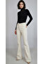 Women's Ecru Lycra Spanish Flare Gabardine Denim Pants Jean Yy101403