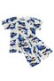 Boy's Cotton Thin Fabric White Color Shark Patterned Short Sleeve Shorts Summer Pajama Set - 2