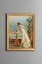 Woman in Gold Dress and Aquarium Scene - Vintage Patterned Frame - Slim Model