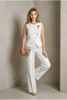 Women's Ecru Double-Breasted Button Detail Vest and Pants Suit Yy101397