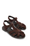 Women's Genuine Leather Ankle Strap Buckle Closed Front Suede Daily Sandals Gines Brown Suede