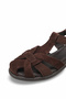 Women's Genuine Leather Ankle Strap Buckle Closed Front Suede Daily Sandals Gines Brown Suede - 3