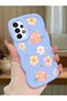 Samsung Galaxy A13 4g Compatible Shockproof Simple Blue Silicone Phone Case Cover Flower Pattern