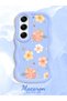 For Tecno Camon 40 Pro 5g Compatible Shockproof Simple Blue Silicone Phone Case Flower Pattern - 3