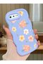 iPhone 7 Plus Compatible Shockproof Simple Blue Silicone Phone Case Flowers Pattern