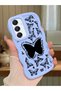 Samsung Galaxy A16 Compatible Shockproof Simple Blue Silicone Phone Case Butterfly Pattern