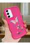 Samsung Galaxy S21 Fe Compatible Shockproof Simple Red Silicone Phone Case Butterfly Pattern