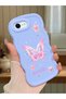 iPhone 7 Compatible Shockproof Simple Blue Silicone Phone Case Butterfly Pattern
