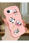 Simple Pink Silicone Phone Case Panda Pattern Compatible with iPhone 17E Shockproof - 2