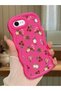 iPhone Se 2022 Compatible Shockproof Simple Red Silicone Phone Case Cover Flower Pattern