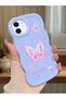 iPhone 12 Compatible Shockproof Simple Blue Silicone Phone Case Butterfly Pattern