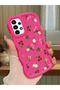Samsung Galaxy A13 4g Compatible Shockproof Simple Red Silicone Phone Case Cover Flower Pattern