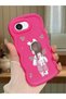 iPhone 16E Compatible Shockproof Simple Red Silicone Phone Case Girl Pattern