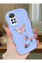 Redmi Note 11S Compatible Shockproof Simple Blue Silicone Phone Case Butterfly Pattern