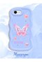 iPhone 7 Compatible Shockproof Simple Blue Silicone Phone Case Butterfly Pattern - 2