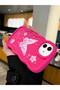 iPhone 16 Plus Compatible Shockproof Simple Red Silicone Phone Case Butterfly Pattern - 5