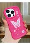 iPhone 14 Pro Compatible Shockproof Simple Red Silicone Phone Case Butterfly Pattern