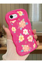 iPhone 6 Plus Compatible Shock Resistant Simple Red Silicone Phone Case Flowers Pattern