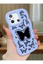 Poco C55 Compatible Shockproof Simple Blue Silicone Phone Case Butterfly Pattern