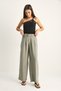 Women's Green Belt Detailed High Waist Modal Palazzo Trousers 3560 60286189 - 5