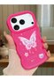 iPhone 17 Pro Max Compatible Shockproof Simple Red Silicone Phone Case Butterfly Pattern