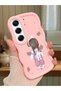 Simple Pink Silicone Phone Case for Tecno Camon 40 Pro 5g Compatible Shockproof Cover Girl Pattern