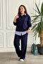 Polo Collar Striped Shirt Detailed Set - 4