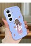 Simple Blue Silicone Phone Case for Tecno Camon 40 Pro 5g Compatible Shockproof Cover Girl Pattern