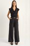Women's Black Belt Detailed High Waist Modal Palazzo Trousers 3560 60286189 - 2