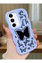 Samsung Galaxy S24 Fe Compatible Shockproof Simple Blue Silicone Phone Case Butterfly Pattern