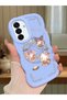 Simple Blue Silicone Phone Case Kitty Pattern Compatible with Samsung Galaxy A17 Shockproof - 2