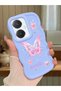 Vivo Y27 Compatible Shockproof Simple Blue Silicone Phone Case Butterfly Pattern