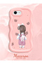 iPhone 8 Compatible Shockproof Simple Pink Silicone Phone Case Girl Pattern - 2