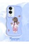 Vivo Y29S Compatible Shockproof Simple Blue Silicone Phone Case Girl Pattern - 2