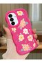 Samsung Galaxy A17 Compatible Shockproof Simple Red Silicone Phone Case Cover Flower Pattern