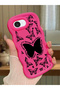 iPhone 17E Compatible Shockproof Simple Red Silicone Phone Case Butterfly Pattern