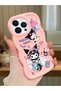 iPhone 13 Pro Compatible Shockproof Simple Pink Silicone Phone Case Kuromi Pattern