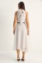 Women's White Black Halter Neck Belt Detailed Lined Polka Dot Midi Chiffon Dress 20227 60286187 - 7