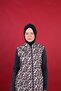 Abstract Patterned Fully Covered Hijab Swimsuit Navy Blue Adjustable Waist 3-Piece Water-Repellent Fabric - 6