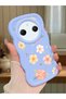 Redmi A3 Pro Compatible Shockproof Simple Blue Silicone Phone Case Flower Pattern